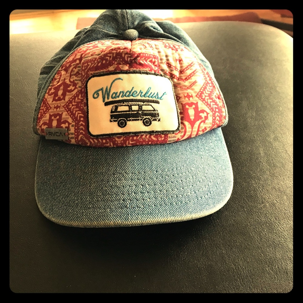 RVCA hat with wanderlust patch